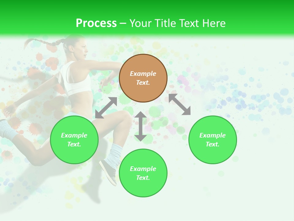 A Woman Tennis Player In Action On A Green And White Background PowerPoint Template