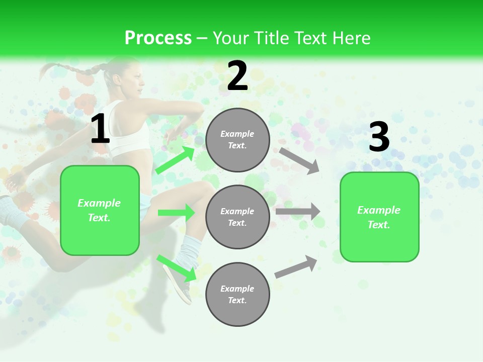 A Woman Tennis Player In Action On A Green And White Background PowerPoint Template