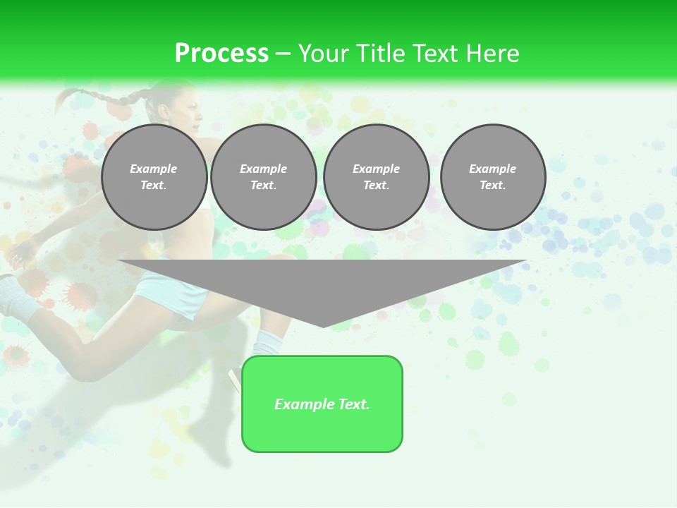 A Woman Tennis Player In Action On A Green And White Background PowerPoint Template