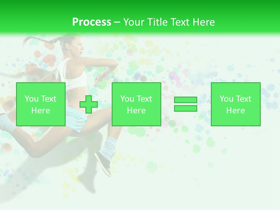 A Woman Tennis Player In Action On A Green And White Background PowerPoint Template