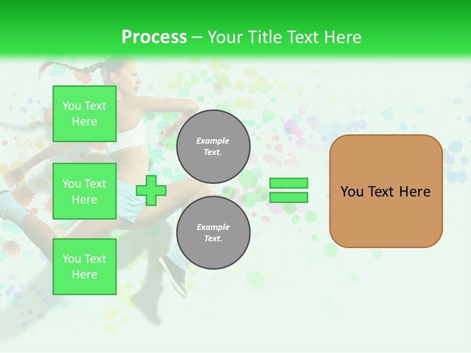 A Woman Tennis Player In Action On A Green And White Background PowerPoint Template