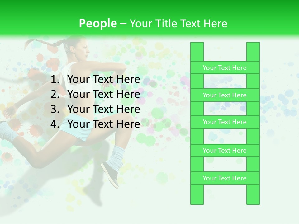 A Woman Tennis Player In Action On A Green And White Background PowerPoint Template