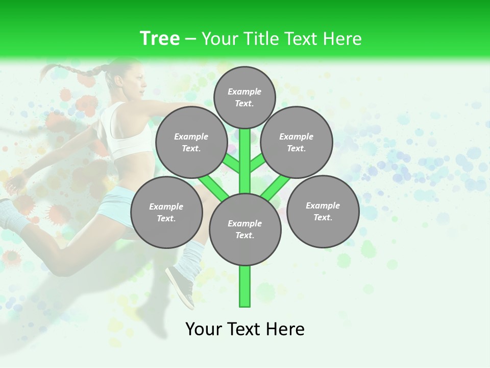 A Woman Tennis Player In Action On A Green And White Background PowerPoint Template