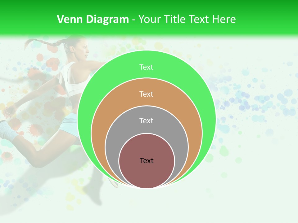 A Woman Tennis Player In Action On A Green And White Background PowerPoint Template