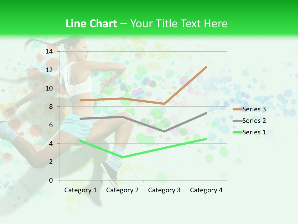 A Woman Tennis Player In Action On A Green And White Background PowerPoint Template