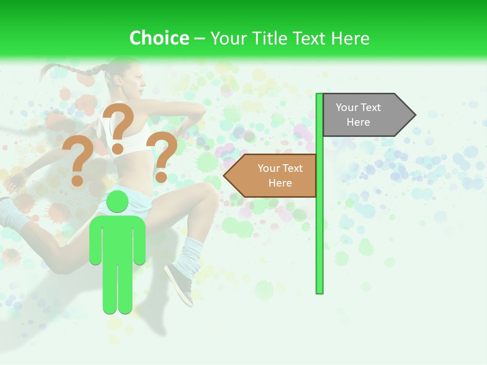 A Woman Tennis Player In Action On A Green And White Background PowerPoint Template