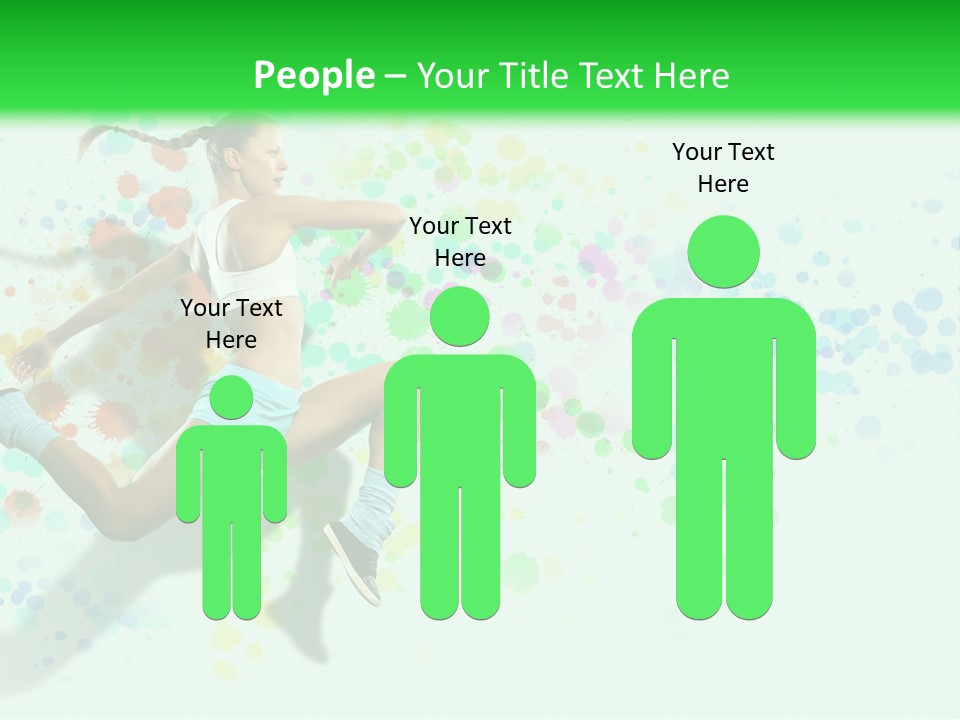 A Woman Tennis Player In Action On A Green And White Background PowerPoint Template