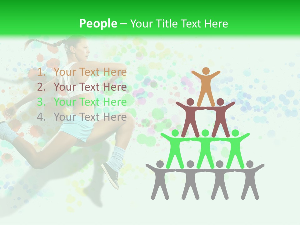A Woman Tennis Player In Action On A Green And White Background PowerPoint Template