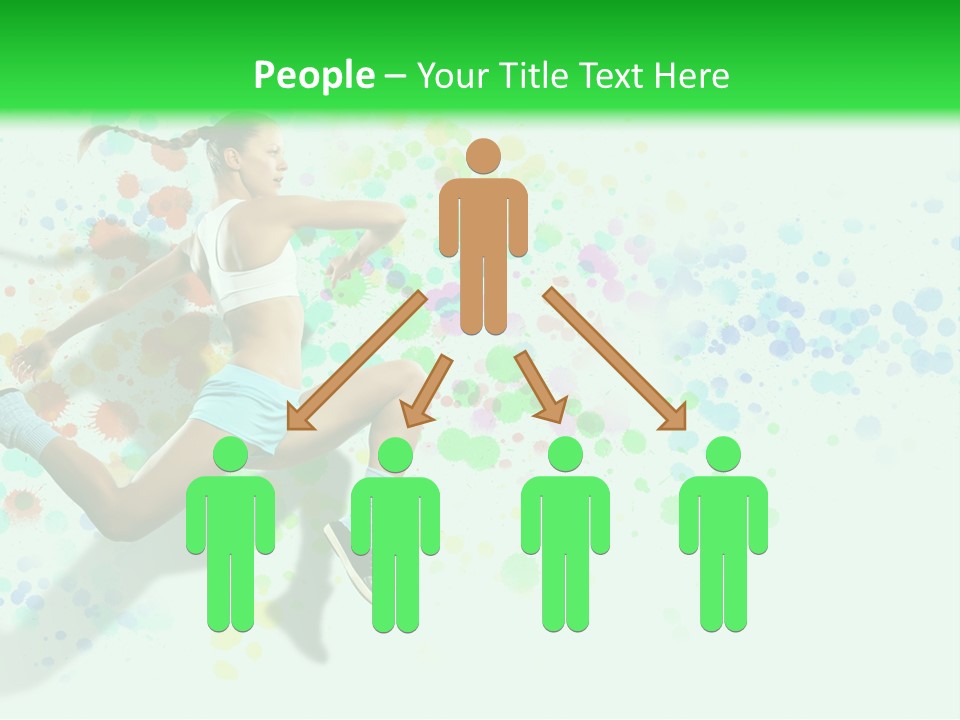 A Woman Tennis Player In Action On A Green And White Background PowerPoint Template