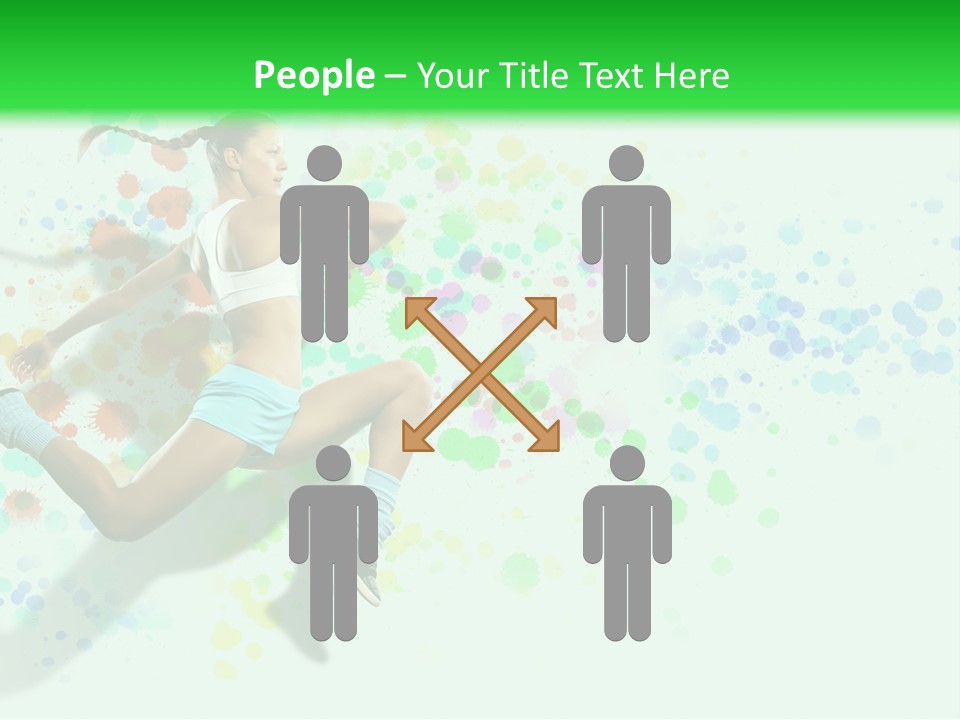 A Woman Tennis Player In Action On A Green And White Background PowerPoint Template