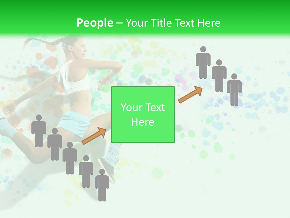 A Woman Tennis Player In Action On A Green And White Background PowerPoint Template