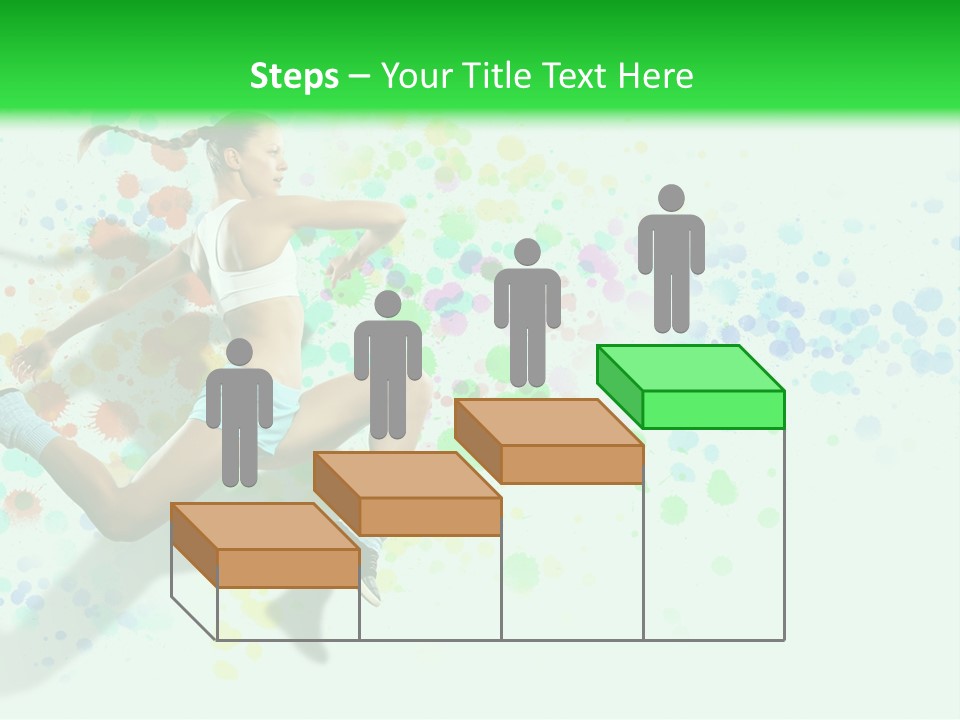 A Woman Tennis Player In Action On A Green And White Background PowerPoint Template