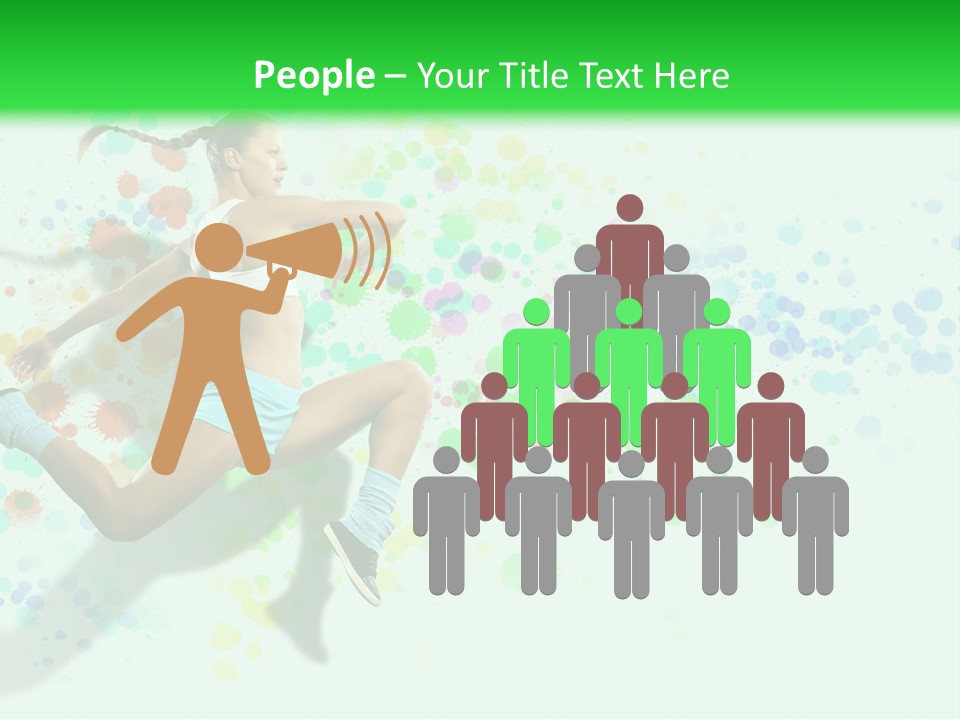 A Woman Tennis Player In Action On A Green And White Background PowerPoint Template