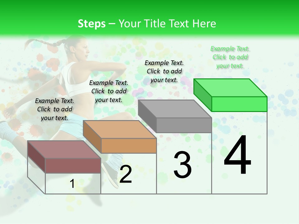 A Woman Tennis Player In Action On A Green And White Background PowerPoint Template