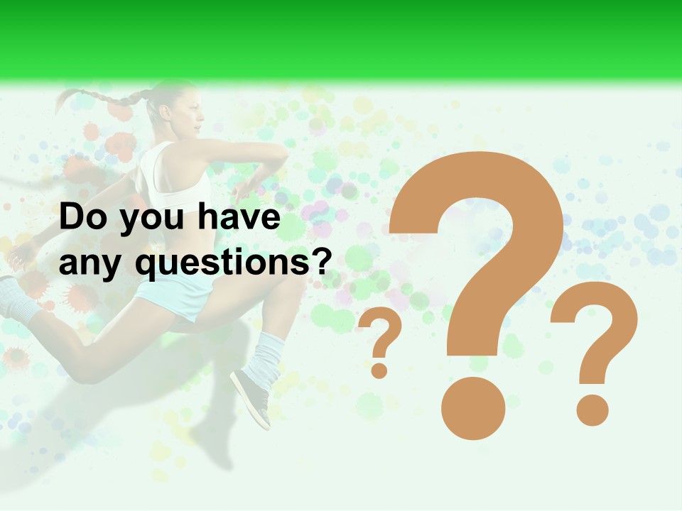 A Woman Tennis Player In Action On A Green And White Background PowerPoint Template