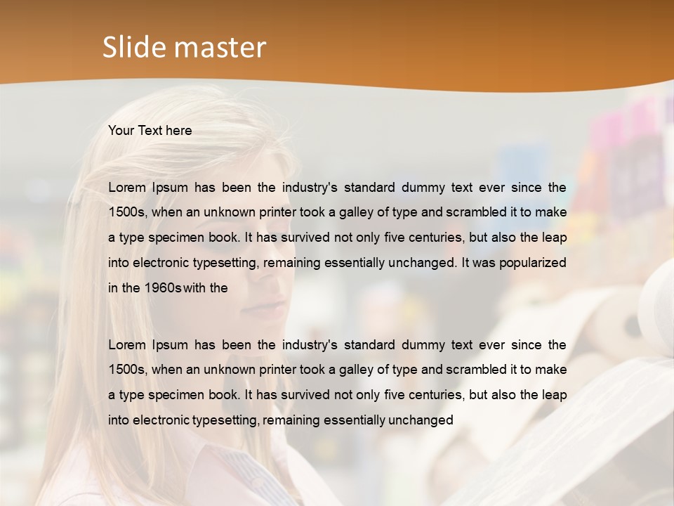 A Woman Reading A Piece Of Paper In A Store PowerPoint Template