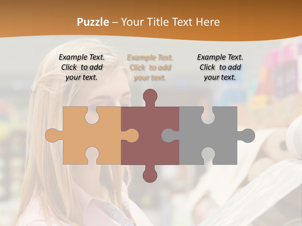 A Woman Reading A Piece Of Paper In A Store PowerPoint Template