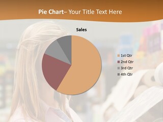 A Woman Reading A Piece Of Paper In A Store PowerPoint Template