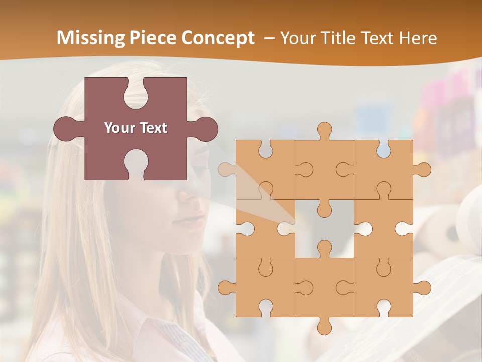 A Woman Reading A Piece Of Paper In A Store PowerPoint Template