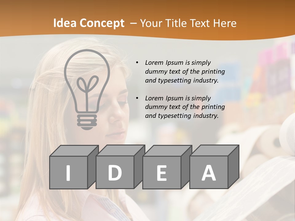 A Woman Reading A Piece Of Paper In A Store PowerPoint Template