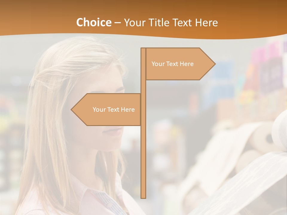 A Woman Reading A Piece Of Paper In A Store PowerPoint Template