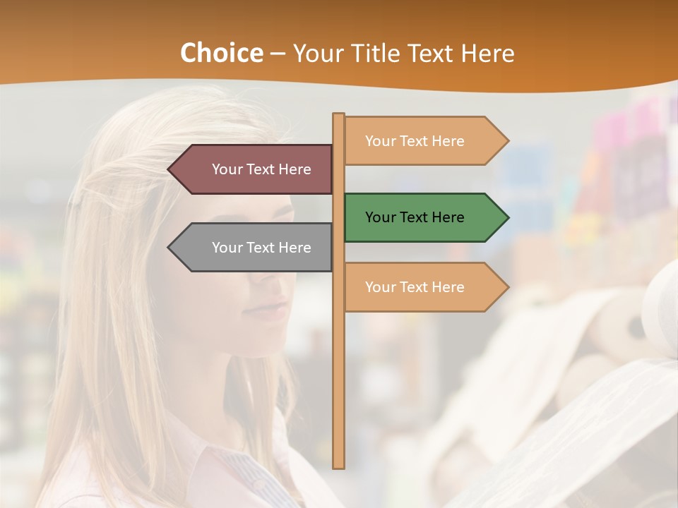 A Woman Reading A Piece Of Paper In A Store PowerPoint Template