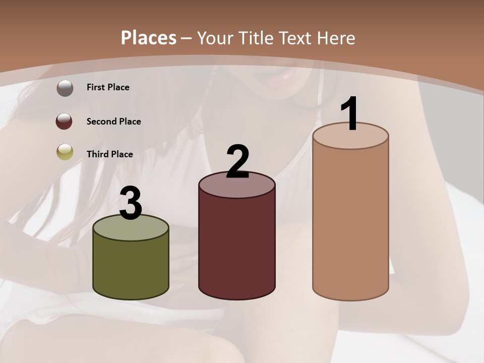 A Woman Sitting On A Bed With Her Stomach Exposed PowerPoint Template