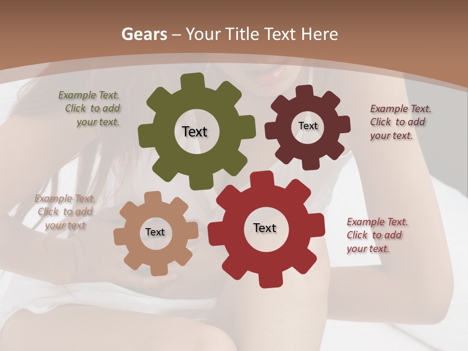 A Woman Sitting On A Bed With Her Stomach Exposed PowerPoint Template