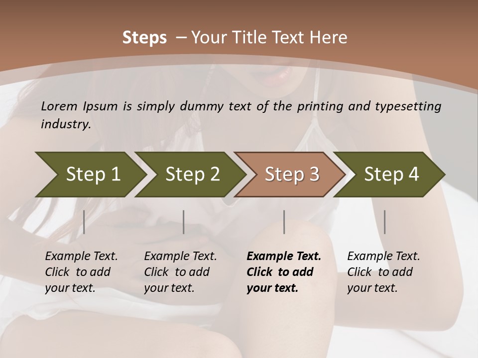 A Woman Sitting On A Bed With Her Stomach Exposed PowerPoint Template