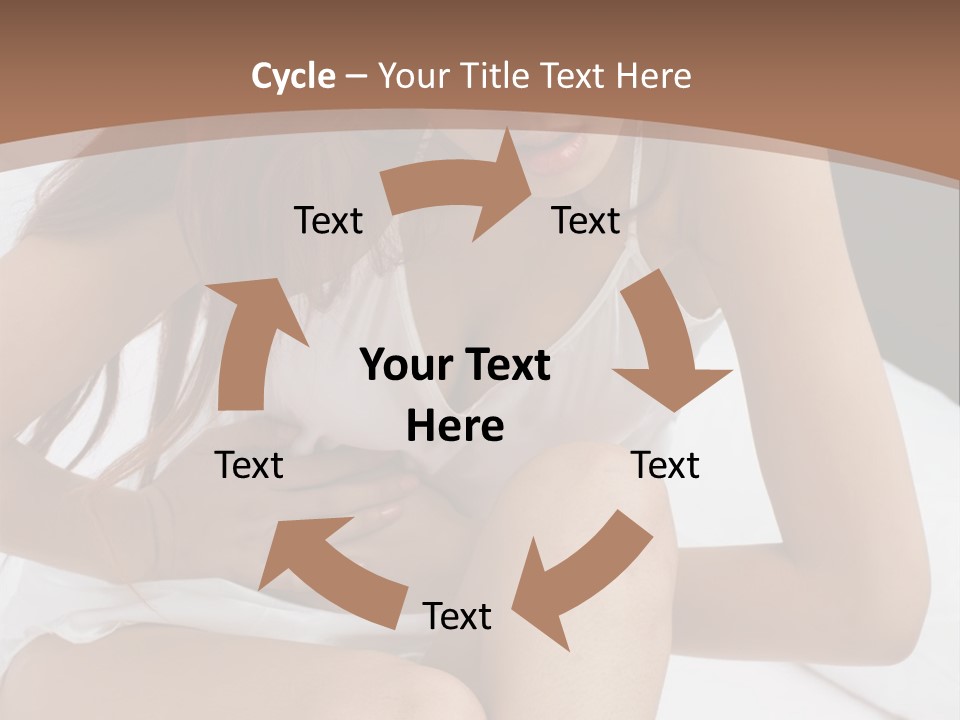 A Woman Sitting On A Bed With Her Stomach Exposed PowerPoint Template