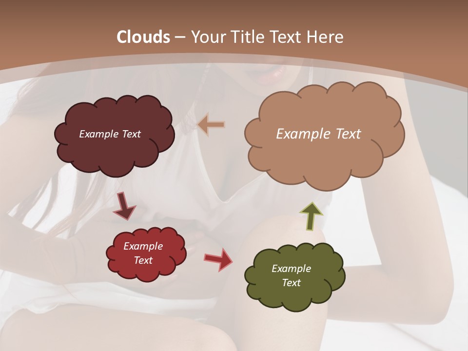 A Woman Sitting On A Bed With Her Stomach Exposed PowerPoint Template