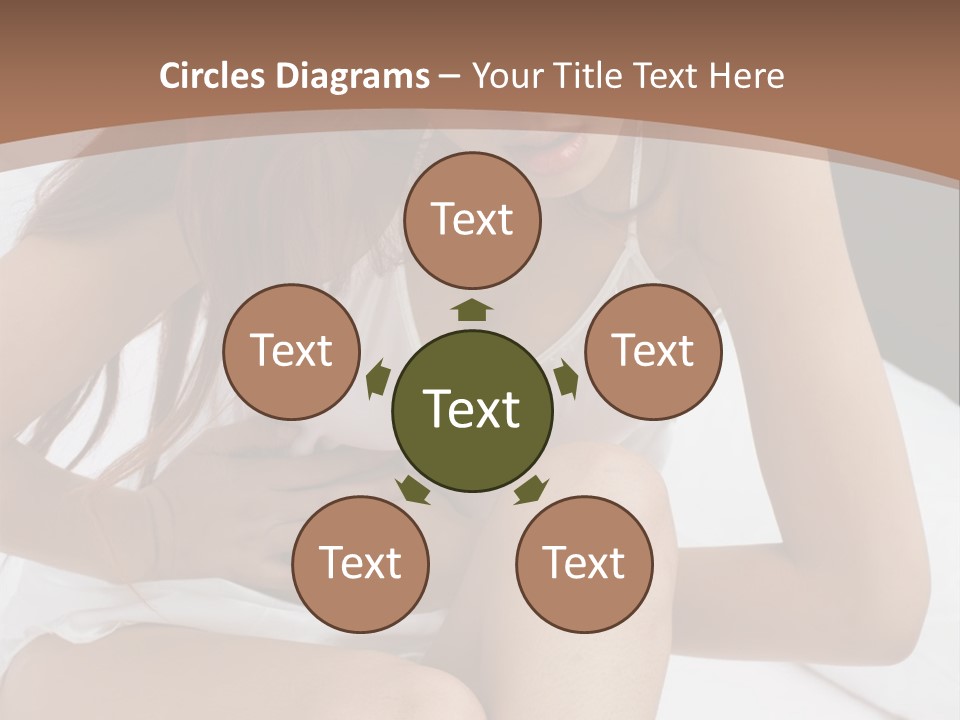A Woman Sitting On A Bed With Her Stomach Exposed PowerPoint Template