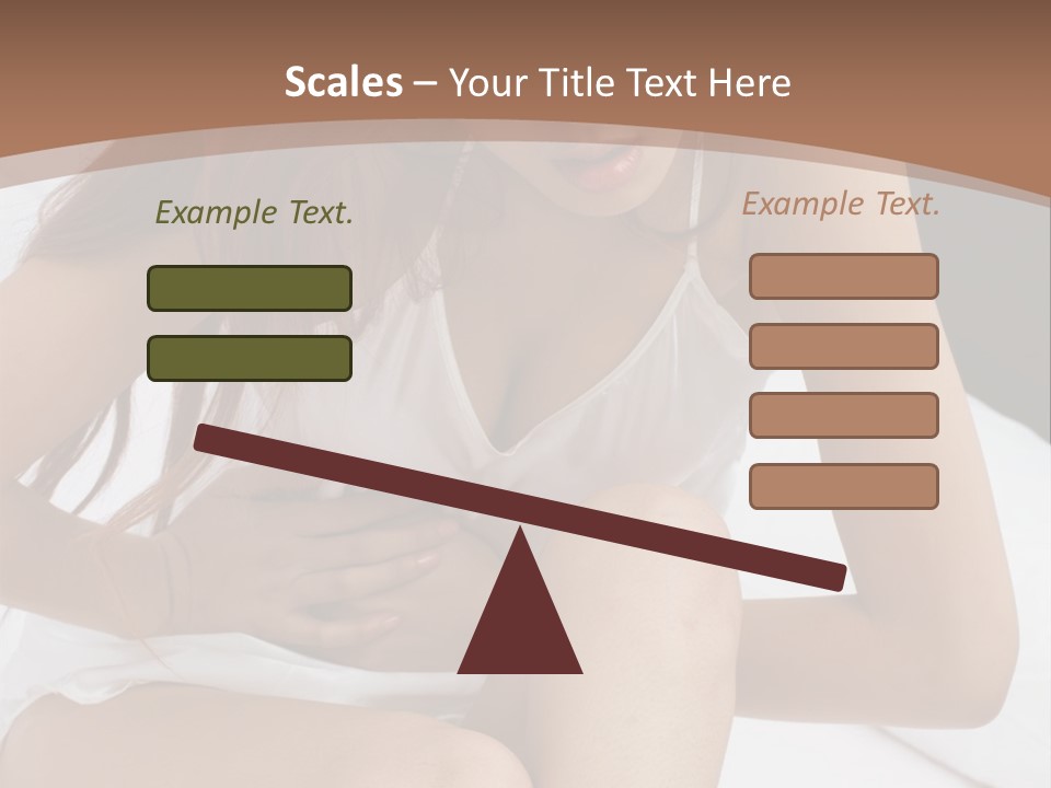 A Woman Sitting On A Bed With Her Stomach Exposed PowerPoint Template