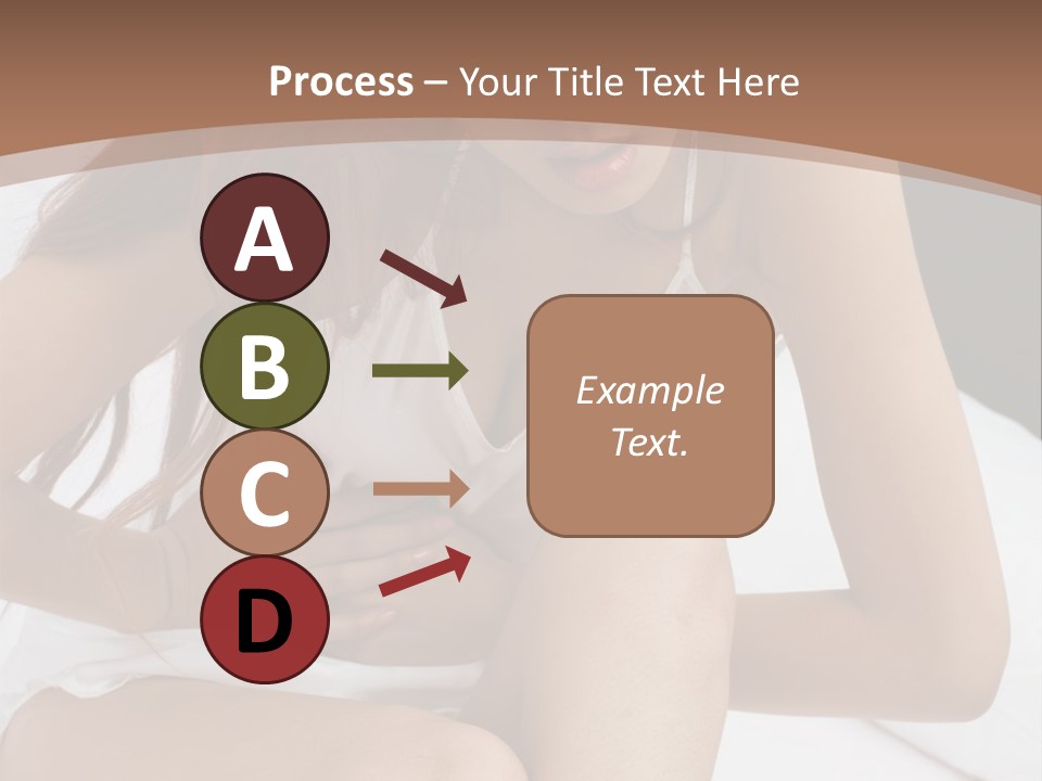 A Woman Sitting On A Bed With Her Stomach Exposed PowerPoint Template