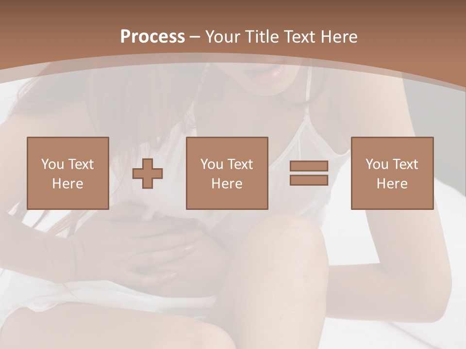 A Woman Sitting On A Bed With Her Stomach Exposed PowerPoint Template