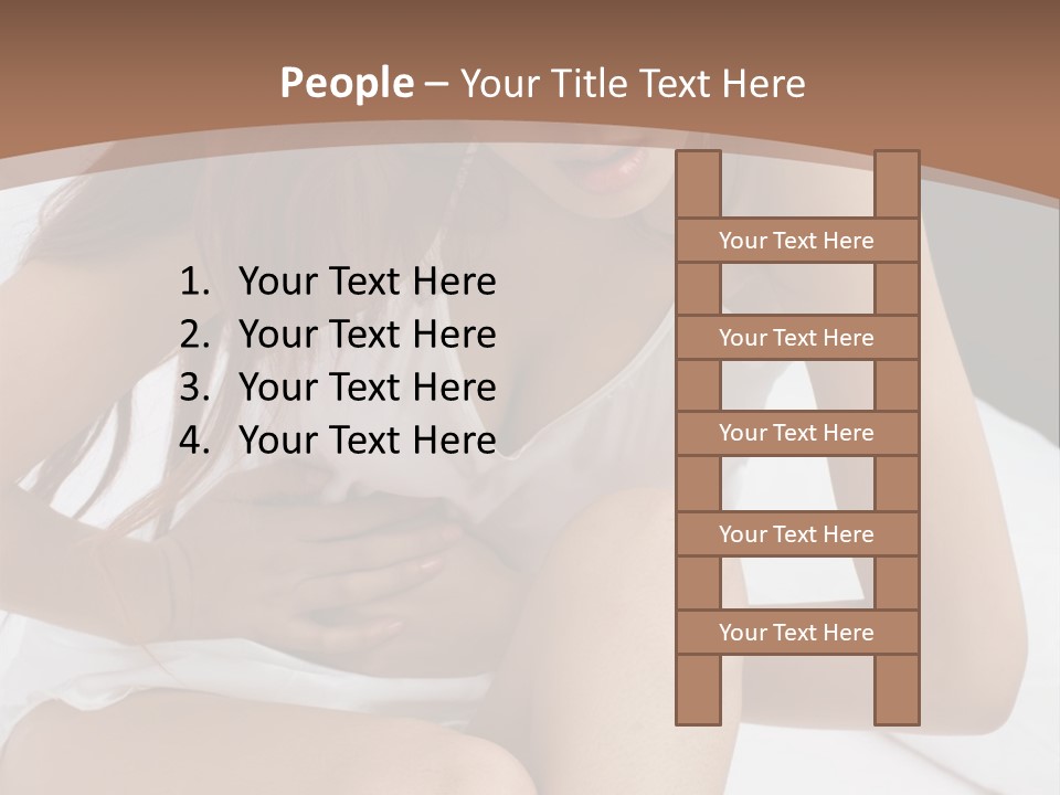 A Woman Sitting On A Bed With Her Stomach Exposed PowerPoint Template