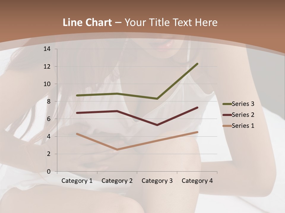 A Woman Sitting On A Bed With Her Stomach Exposed PowerPoint Template