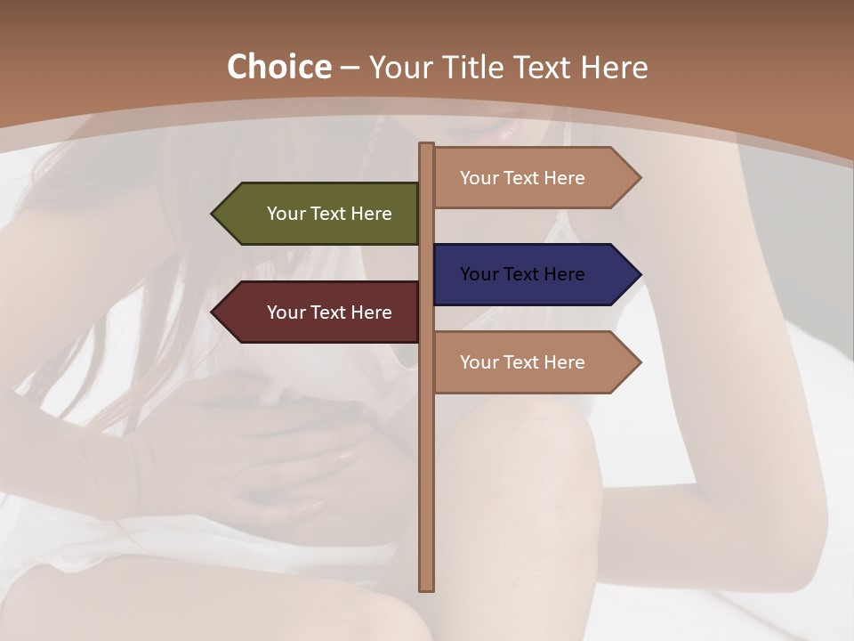 A Woman Sitting On A Bed With Her Stomach Exposed PowerPoint Template