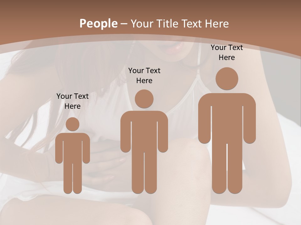 A Woman Sitting On A Bed With Her Stomach Exposed PowerPoint Template