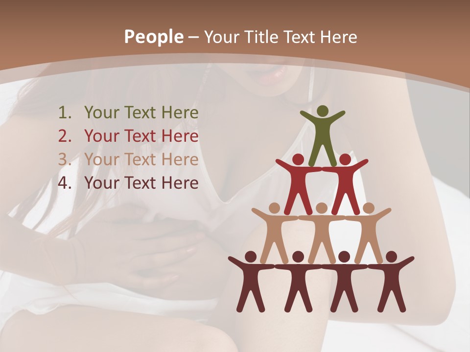 A Woman Sitting On A Bed With Her Stomach Exposed PowerPoint Template