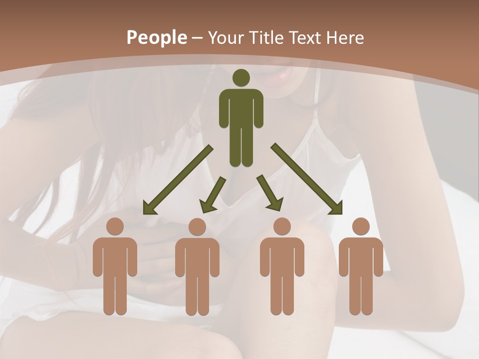 A Woman Sitting On A Bed With Her Stomach Exposed PowerPoint Template