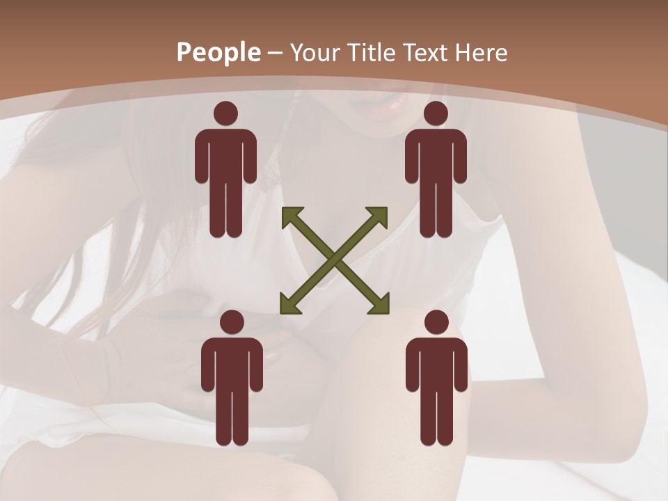A Woman Sitting On A Bed With Her Stomach Exposed PowerPoint Template
