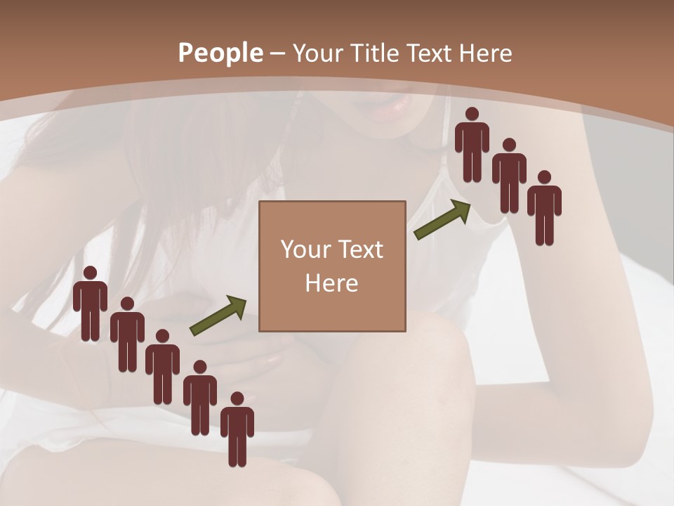 A Woman Sitting On A Bed With Her Stomach Exposed PowerPoint Template