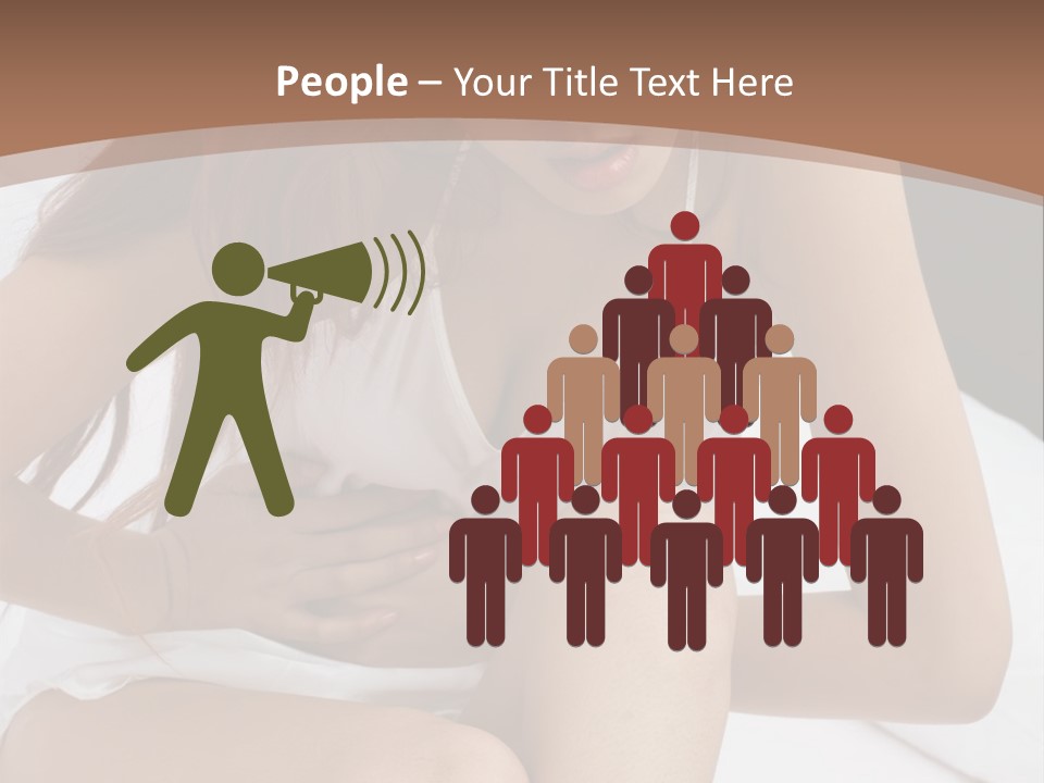 A Woman Sitting On A Bed With Her Stomach Exposed PowerPoint Template