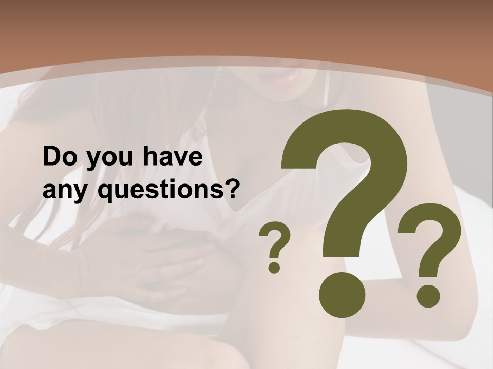 A Woman Sitting On A Bed With Her Stomach Exposed PowerPoint Template