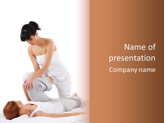 A Woman Getting A Massage From A Man On A Bed PowerPoint Template