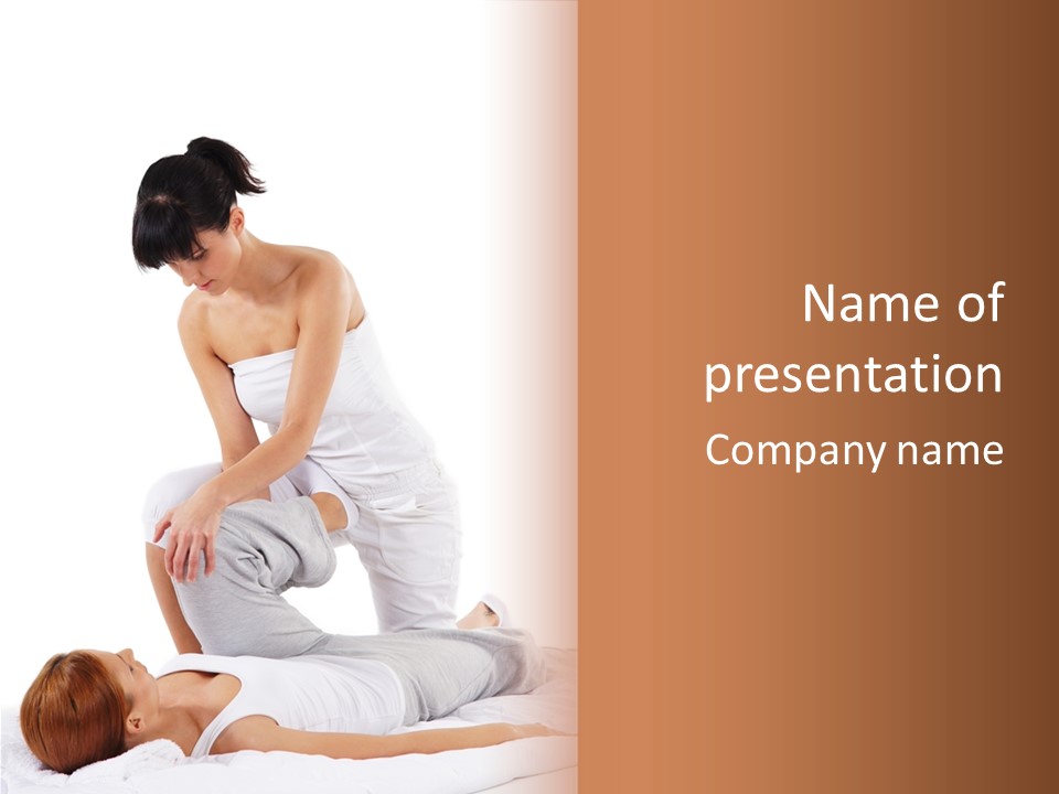 A Woman Getting A Massage From A Man On A Bed PowerPoint Template