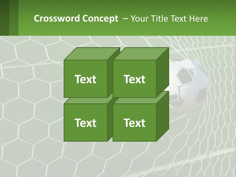 A Soccer Ball Is In The Net Of A Soccer Field PowerPoint Template