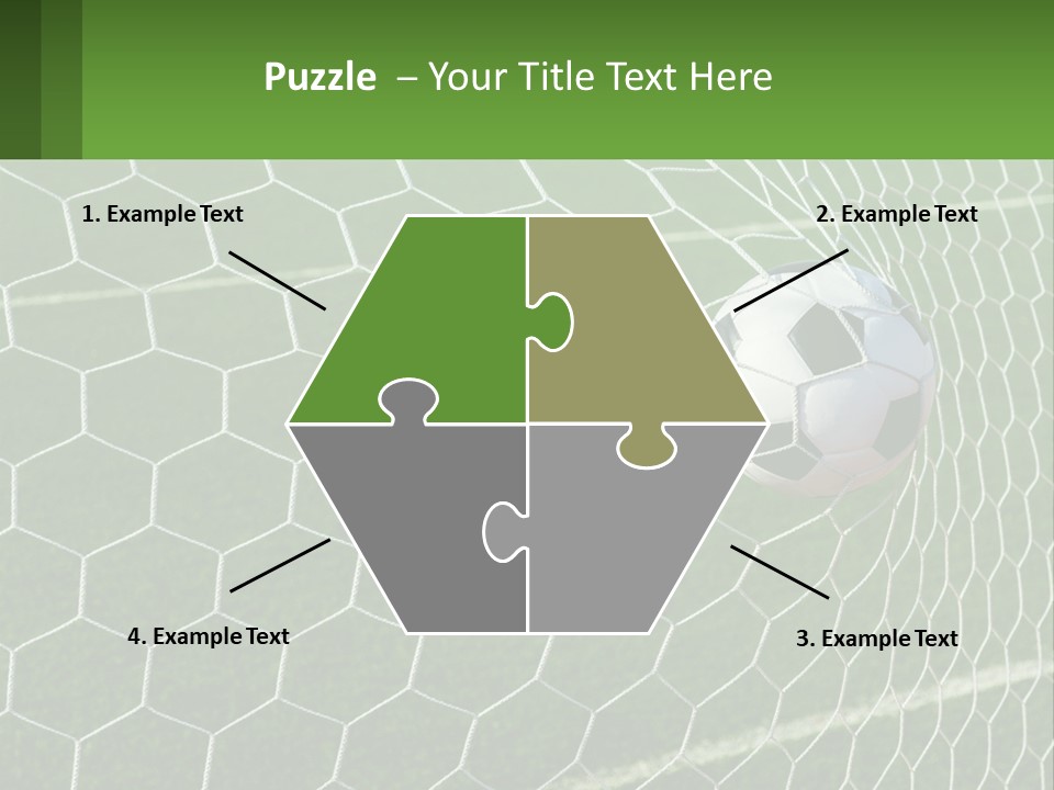 A Soccer Ball Is In The Net Of A Soccer Field PowerPoint Template