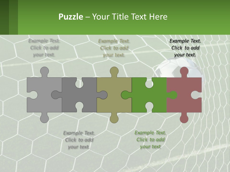 A Soccer Ball Is In The Net Of A Soccer Field PowerPoint Template